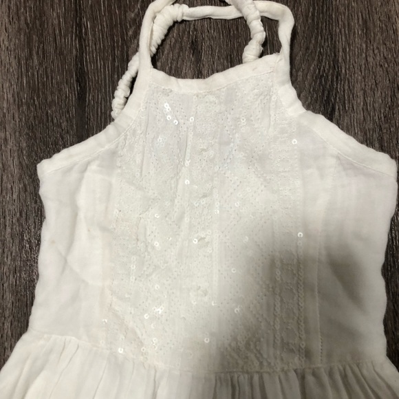 Abercrombie Kids White Halter Sequin Eyelet Lace Ruffle Hem Dress 7/8 Boho Beach - Picture 3 of 10